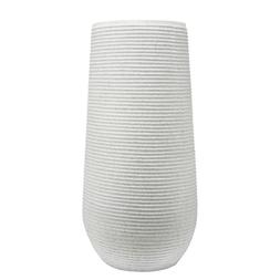 White Ribbed Ceramic Vase