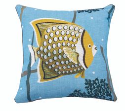 blue cushion with yellow fish, &pound;24 99