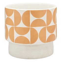 Homesense Convivial plant pot orange and white patterned &pound;19.99