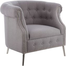 Grey Fabric Horseshoe Chair