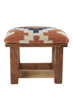 Homesense - Patterned Footstool with Wooden Legs - £24.99