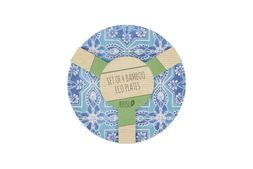 Homesense - Set of 4 Bamboo Blue and Green Bamboo Plates, &pound;9.997