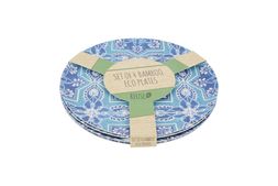 Homesense - Set of 4 Bamboo Blue & Green Bamboo Plates, &pound;9.99