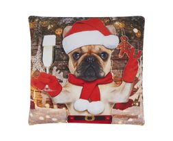 Homesense - Xmas Bulldog Pillow, &pound;12.99