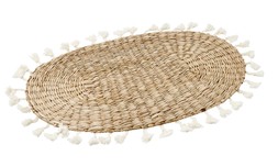 Scandisoft Set Of 2 Oval Wicker Placemat With Tassels