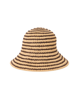 Brown & Natural Ric Rac Straw Bucket Hat