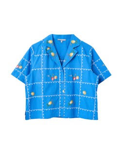 Cobalt Blue & White Embroidered Short Sleeve Shirt £65 €85