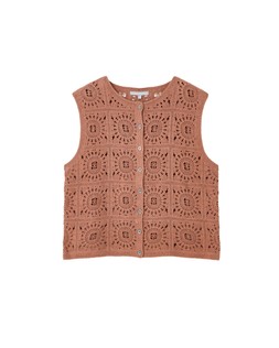 Brown Crochet Button Up Tank
