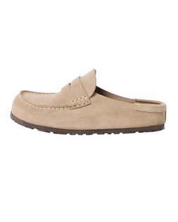 Birkenstock Naples Taupe Wrapped Suede Clogs
