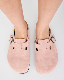 Birkenstock Boston Pink Suede Clogs