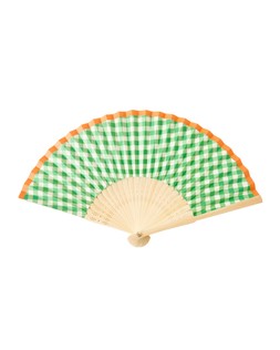 The item was added to your wishlist Green Gingham Hand Held Fan