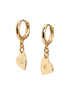 Shannon Gold Tone Heart Drop Huggie Earrings