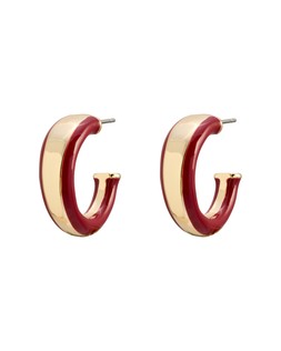 Peyton Red Resin & Gold Hoop Earrings