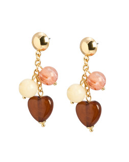 Somaya Bead & Heart Charm Drop Earrings