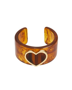 Kira Brown Resin Heart Cuff Bangle