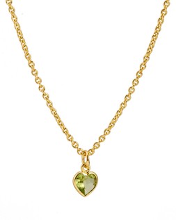 Auden Peridot Inlay Heart Charm Gold Plated Pendant Necklace