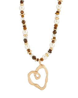 Jackson Heart Pendant Beaded Necklace