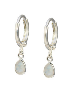 Auden Tiny Teardrop Rainbow Moonstone & Silver Plated Huggie Earrings £29.5 €38.5