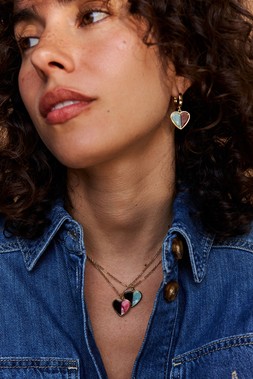 Abrielle Pink & Brown Resin Heart Pendant Necklace £22.50