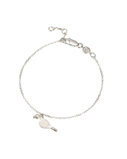 Aryna Tennis Racket Charm & Pearl Silver Chain Bracelet £39.50
