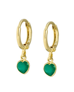 Auden Green Onyx Heart Charm Gold Plated Hoop Drop Earrings £36.00 €47.00
