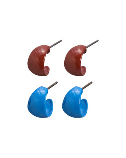 Bethany Blue & Brown Mini Hoop Earrings Set of Two £18