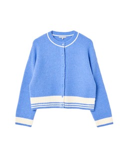 Blue & Cream Striped Crew Neck Knitted Jumper £65