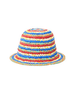 Blue & Red Striped Straw Bucket Hat £30 €39