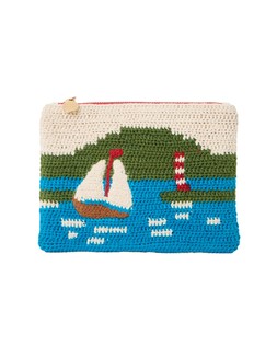 Boating Scene Knitted Zipped Pouch £26