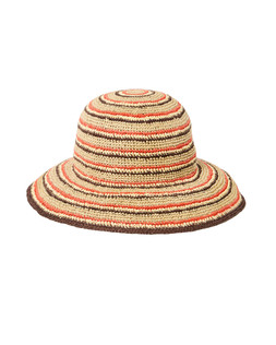 Brown & Orange Striped Straw Bucket Hat £35 €45.50
