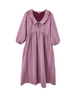 Burgundy Checked Frill Collar Midi Dress £80