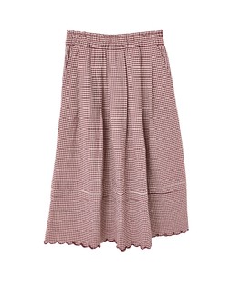 Burgundy Gingam Scalloped Hem Midi Skirt £68 €89