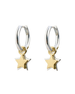 Callie Double Star Charm Silver Plated & Gold Plated Hoop Drop Earrings £45.00 €59.00