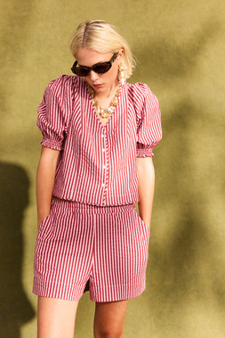 Pink and Red Stripe Seersucker Short
