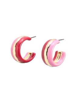 Carmine Pink & Red Enamel Hoop Earrings £18
