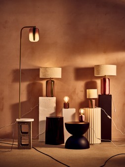 Clara Pink & Green Stripe Glass Desk & Table Lamp