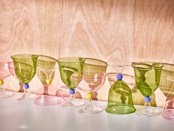 Cora Peach Gin Glasses Set of Two £19.5 & Olleta Swirl Wine Glasses Set of Two £28 (landscape)