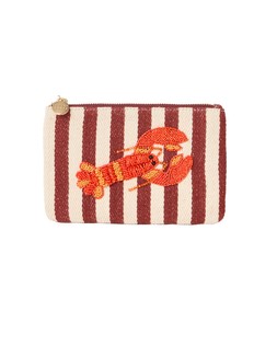 Cream & Brown Striped Lobster Zipped Pouch £22 €29