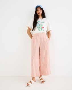 Cream & Red Striped Cropped Wide Leg Trouser £65 €85