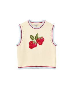 Cream Strawberry Embroidered Knitted Tank Top £65