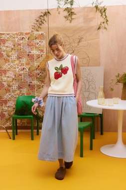 Cream Strawberry Embroidered Knitted Tank Top £65 (2)