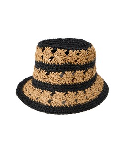 Crochet Natural & Black Straw Packable Bucket Hat £28