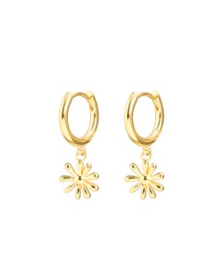 Delilah Daisy Flower Charm Gold Plated Hoop Drop Earrings £45.00 €59.00