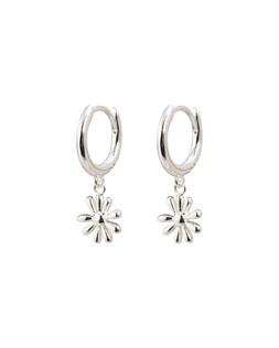 Delilah Daisy Flower Charm Silver Hoop Drop Earrings £42.00 €55.00