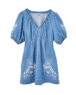 Denim Floral Cutwork V-Neck Mini Dress £78 €105