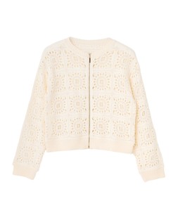 Ecru Crochet Zip Up Bomber Jacket £68 €89