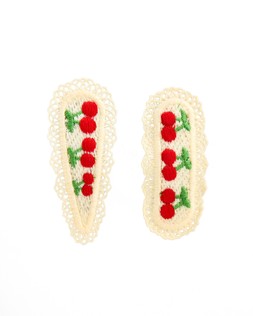Effa Cherry Embroidered Lace Hair Clips Set of Two £12.50 €16.50