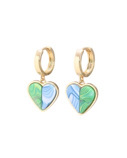 Ellle Green & Blue Resin Heart Drop Hoop Earrings £16.50