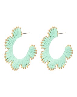 Enya Green Raffia Curved Edge Hoop Earrings £19.50 €25.50
