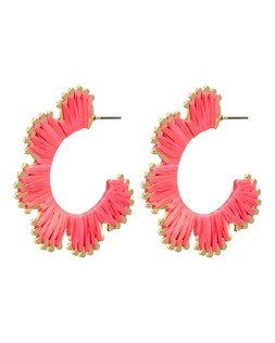 Enya Pink Raffia Curved Edge Hoop Earrings £19.50 €25.50